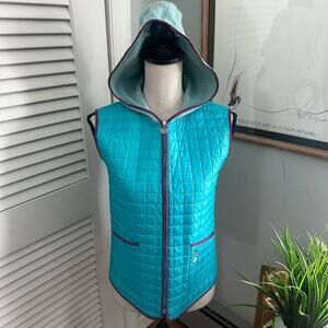 MICMAC PARIS Womens Vest Lightweight Hooded Full Zip Outdoor Casual Preppy SMALL